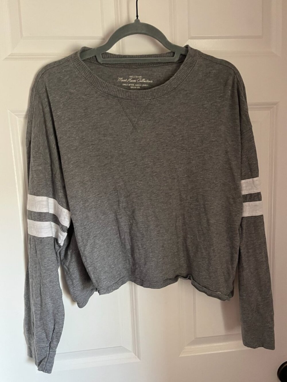 Hollister-Gray & White Long Sleeve